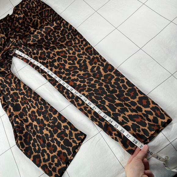 J. Crew Pants Womens 4 Brown Leopard High Rise Wide Leg Pull On Stretch Animal - Picture 9 of 9